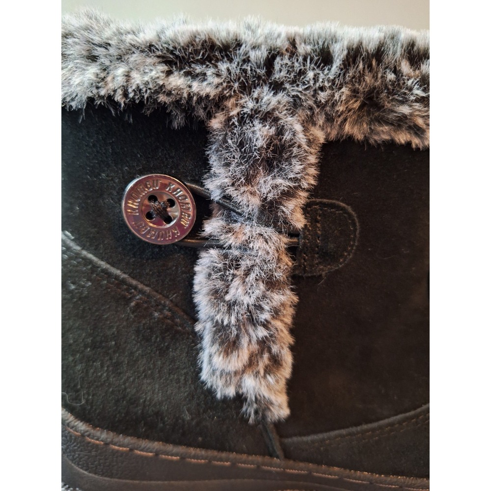 KHOMBU Suede Faux Fur Boots IRIS Womens 6M Black Booties Side Zip Cozy Style - Picture 2 of 15